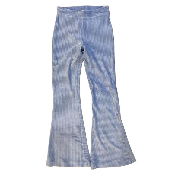 Aerie Groove On Velour Ribbed Flare Pants High Waist Blue S - Picture 3 of 6